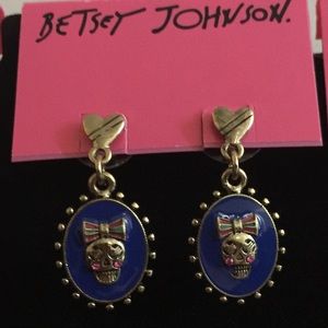 Betsey Johnson Ivy League Skull Girl Earrings